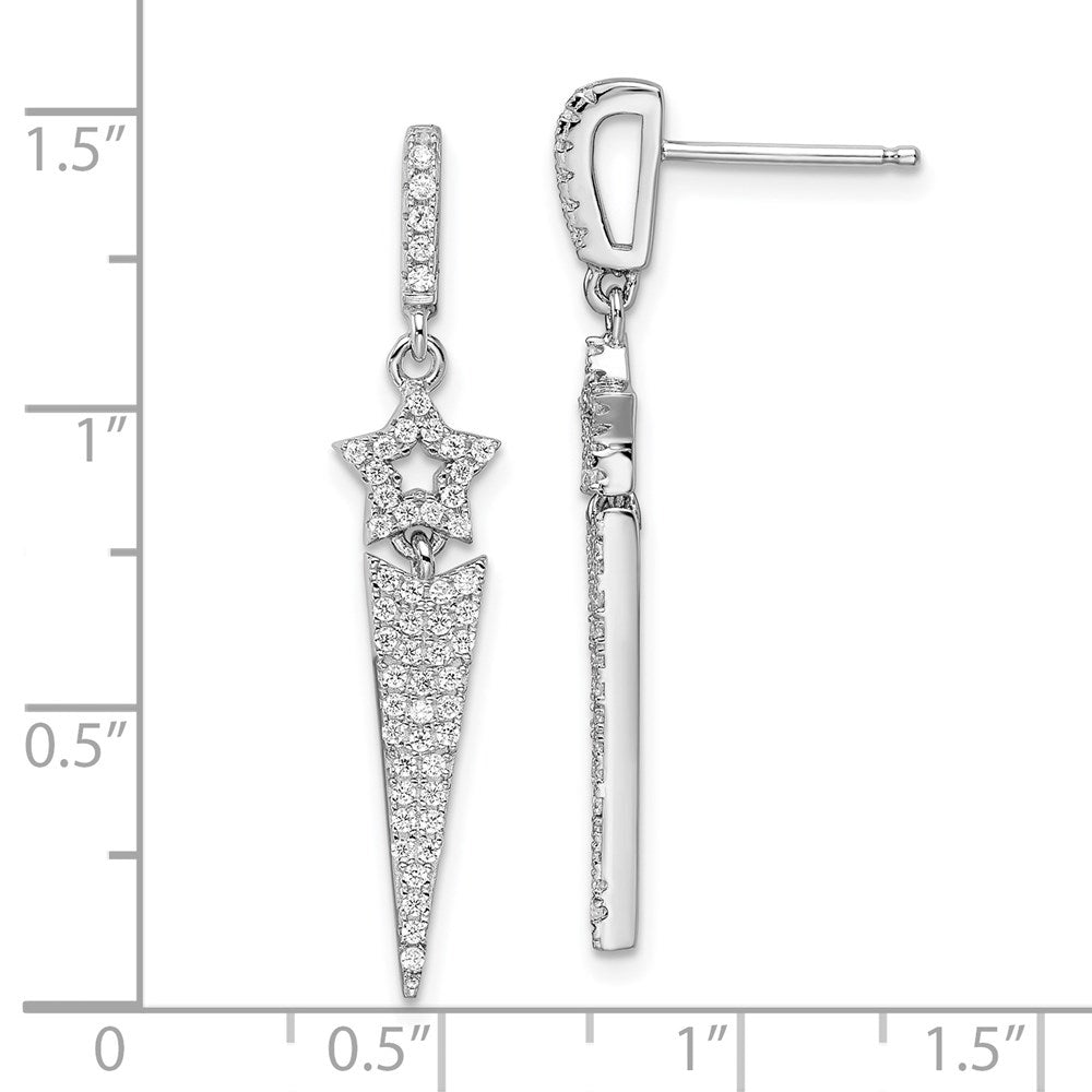 Sterlingsilber Brillant Glut Rhodiniert 108 Stein Mikro Pavé Zirkonia Stern Hängend Ohrstecker