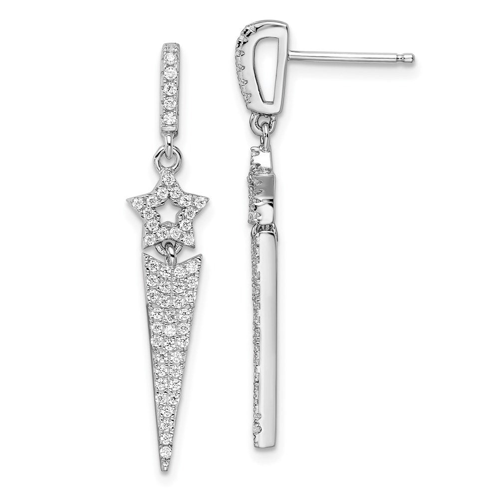 Sterlingsilber Brillant Glut Rhodiniert 108 Stein Mikro Pavé Zirkonia Stern Hängend Ohrstecker
