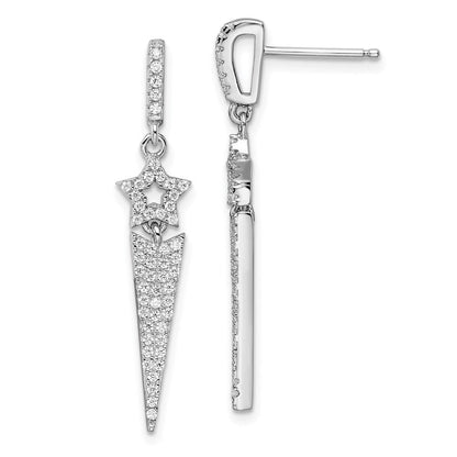 Sterlingsilber Brillant Glut Rhodiniert 108 Stein Mikro Pavé Zirkonia Stern Hängend Ohrstecker
