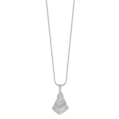 Sterlingsilber Brillant Glut Rhodiniert 153 Stein 18 Zoll Mikro Pavé Zirkonia Halskette mit 2 Verlängerung