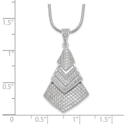 Sterlingsilber Brillant Glut Rhodiniert 153 Stein 18 Zoll Mikro Pavé Zirkonia Halskette mit 2 Verlängerung
