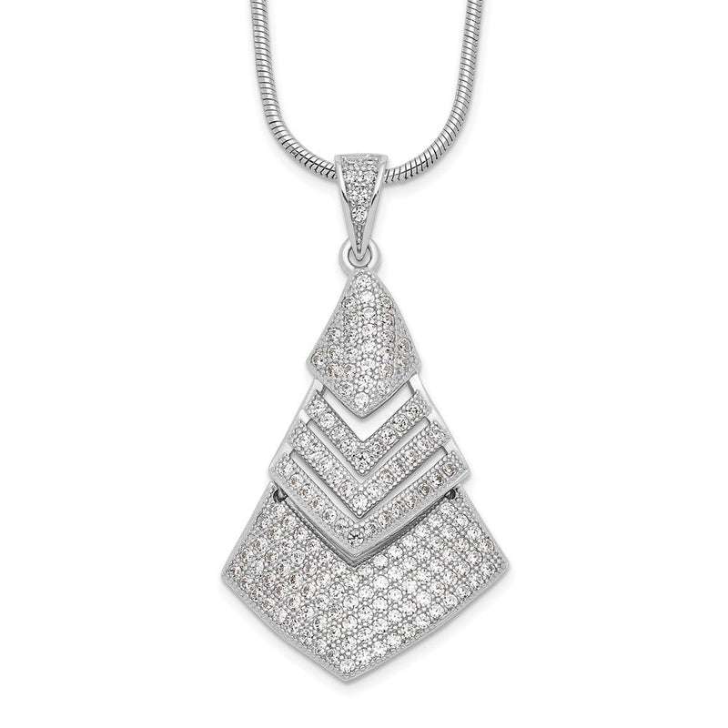 Sterlingsilber Brillant Glut Rhodiniert 153 Stein 18 Zoll Mikro Pavé Zirkonia Halskette mit 2 Verlängerung