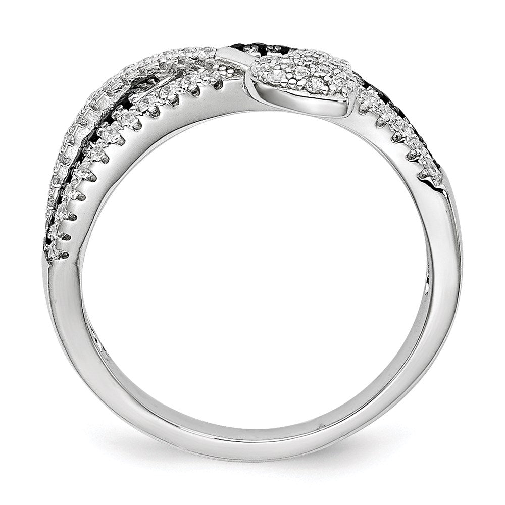 Sterlingsilber Schwarz Spinell & Zirkonia Brillant Glut Herz Ring