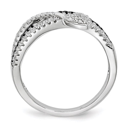 Sterlingsilber Schwarz Spinell & Zirkonia Brillant Glut Herz Ring