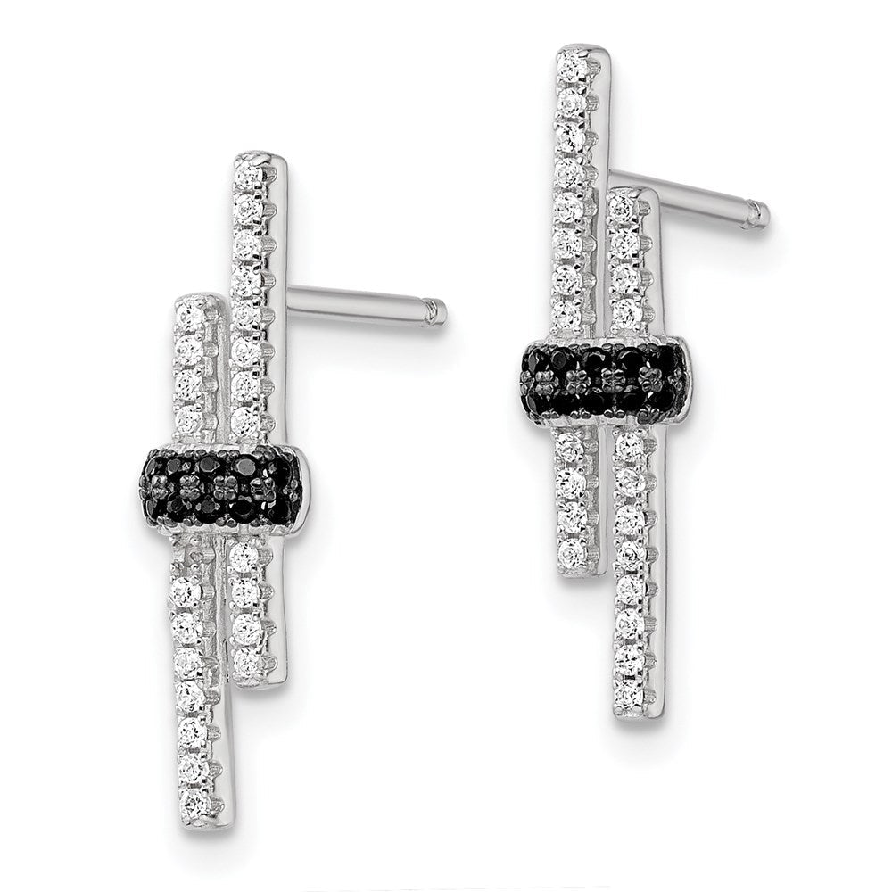 Sterlingsilber Brillant Glut Rhodiniert 72 Stein Schwarz Spinell und Mikro Pavé Zirkonia Ohrringe