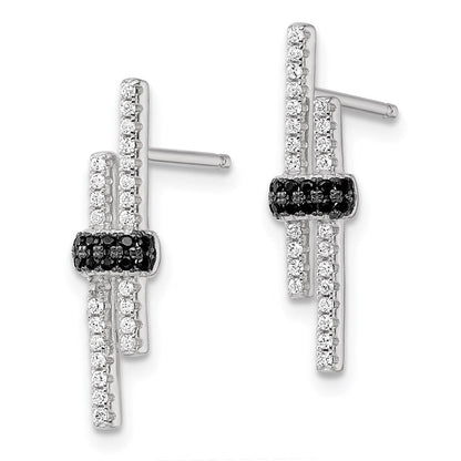 Sterlingsilber Brillant Glut Rhodiniert 72 Stein Schwarz Spinell und Mikro Pavé Zirkonia Ohrringe