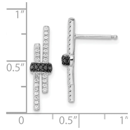 Sterlingsilber Brillant Glut Rhodiniert 72 Stein Schwarz Spinell und Mikro Pavé Zirkonia Ohrringe