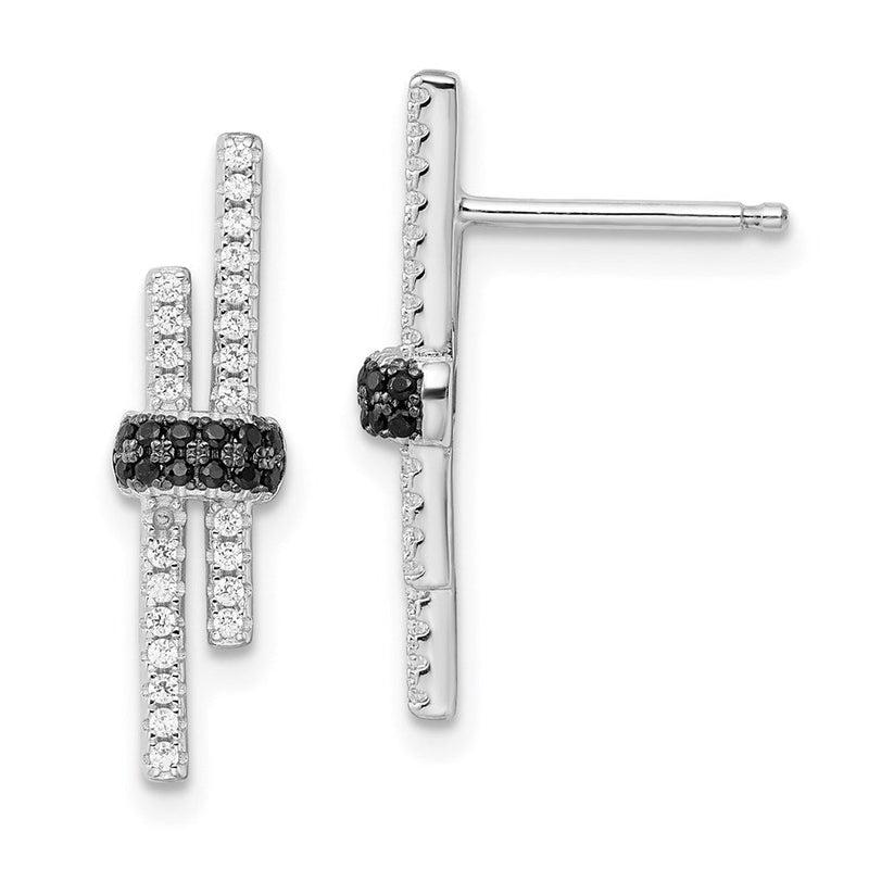 Sterlingsilber Brillant Glut Rhodiniert 72 Stein Schwarz Spinell und Mikro Pavé Zirkonia Ohrringe