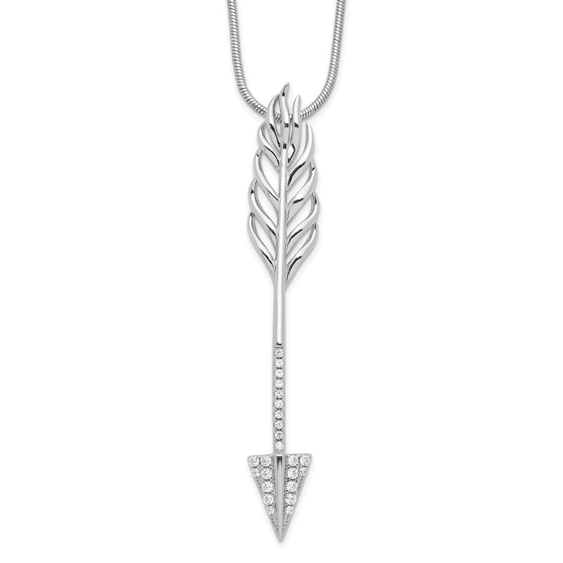 Sterlingsilber Brillant Glut Rhodiniert 24 Stein 18 Zoll Mikro Pavé Zirkonia Pfeil Halskette mit 2 Verlängerung