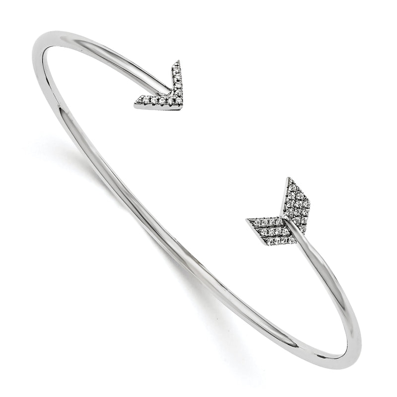 Sterlingsilber Brillant Glut Rhodiniert 33 Stein Mikro Pavé Zirkonia Pfeil Armreif