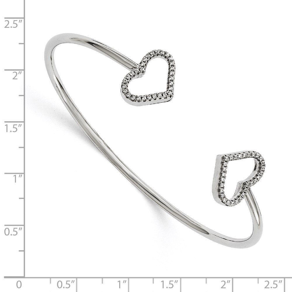 Sterlingsilber Brillant Glut Rhodiniert 60 Stein Mikro Pavé Zirkonia Herzen Armreif
