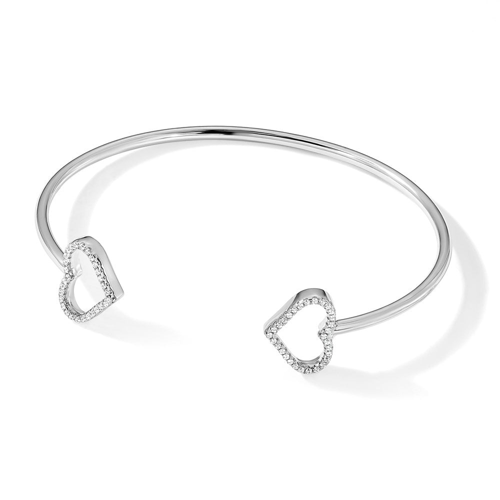 Sterlingsilber Brillant Glut Rhodiniert 60 Stein Mikro Pavé Zirkonia Herzen Armreif