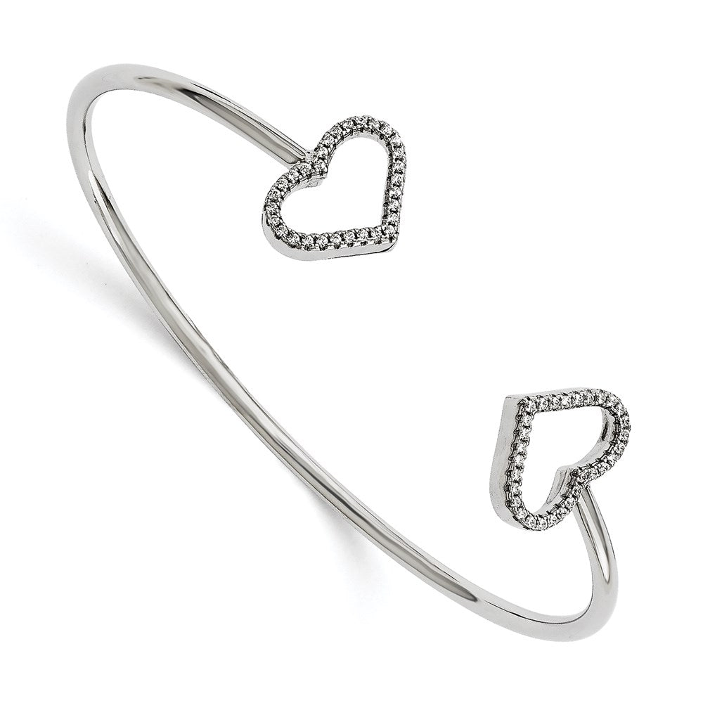 Sterlingsilber Brillant Glut Rhodiniert 60 Stein Mikro Pavé Zirkonia Herzen Armreif