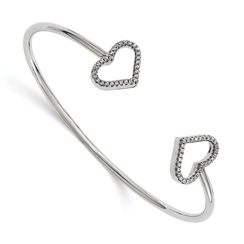 Sterlingsilber Brillant Glut Rhodiniert 60 Stein Mikro Pavé Zirkonia Herzen Armreif