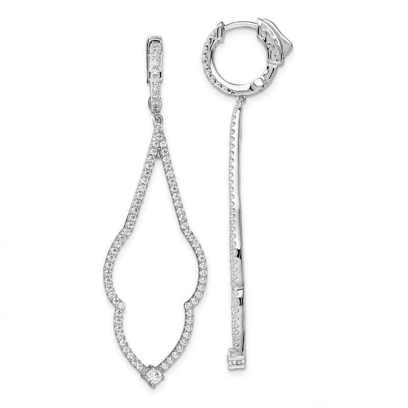 Sterlingsilber Brillant Glut Rhodiniert 156 Stein Mikro Pavé Zirkonia Klappbar Creole Ohrhänger
