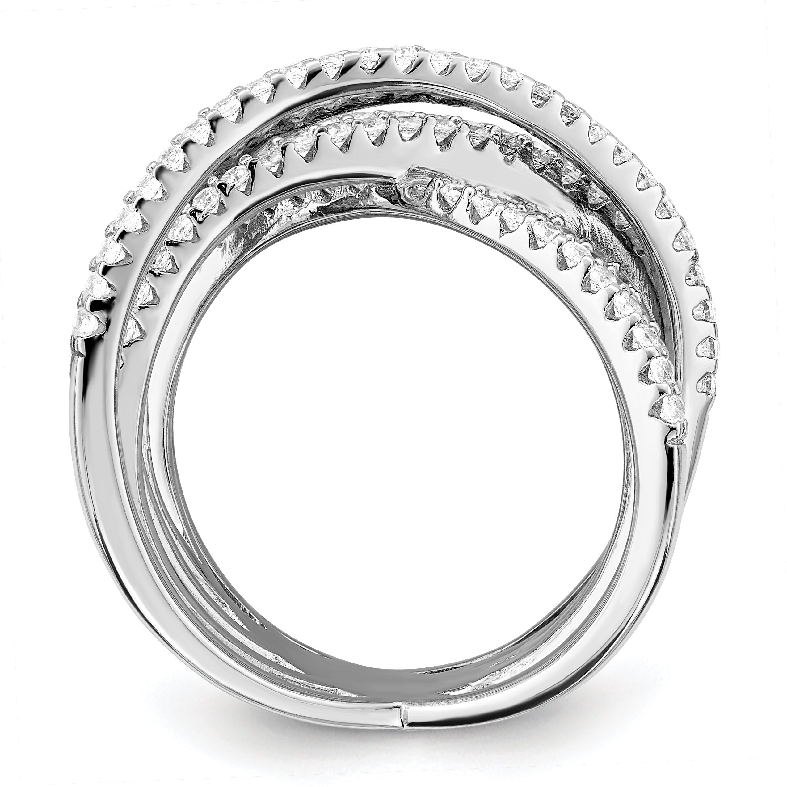 Sterlingsilber Brillant Glut Rhodiniert 159 Stein Mikro Pavé Zirkonia Ring