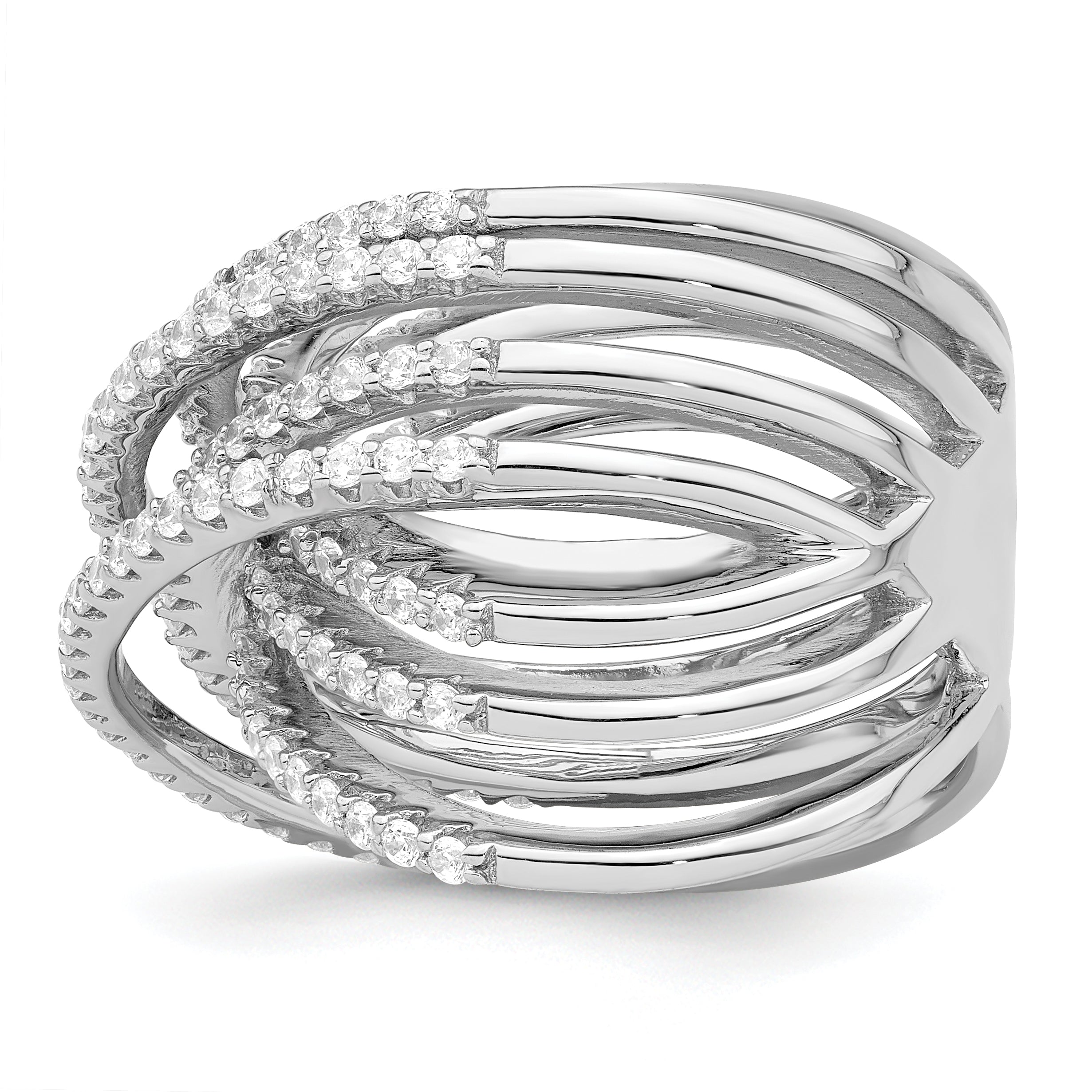 Sterlingsilber Brillant Glut Rhodiniert 159 Stein Mikro Pavé Zirkonia Ring