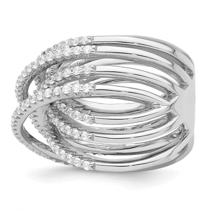 Sterlingsilber Brillant Glut Rhodiniert 159 Stein Mikro Pavé Zirkonia Ring