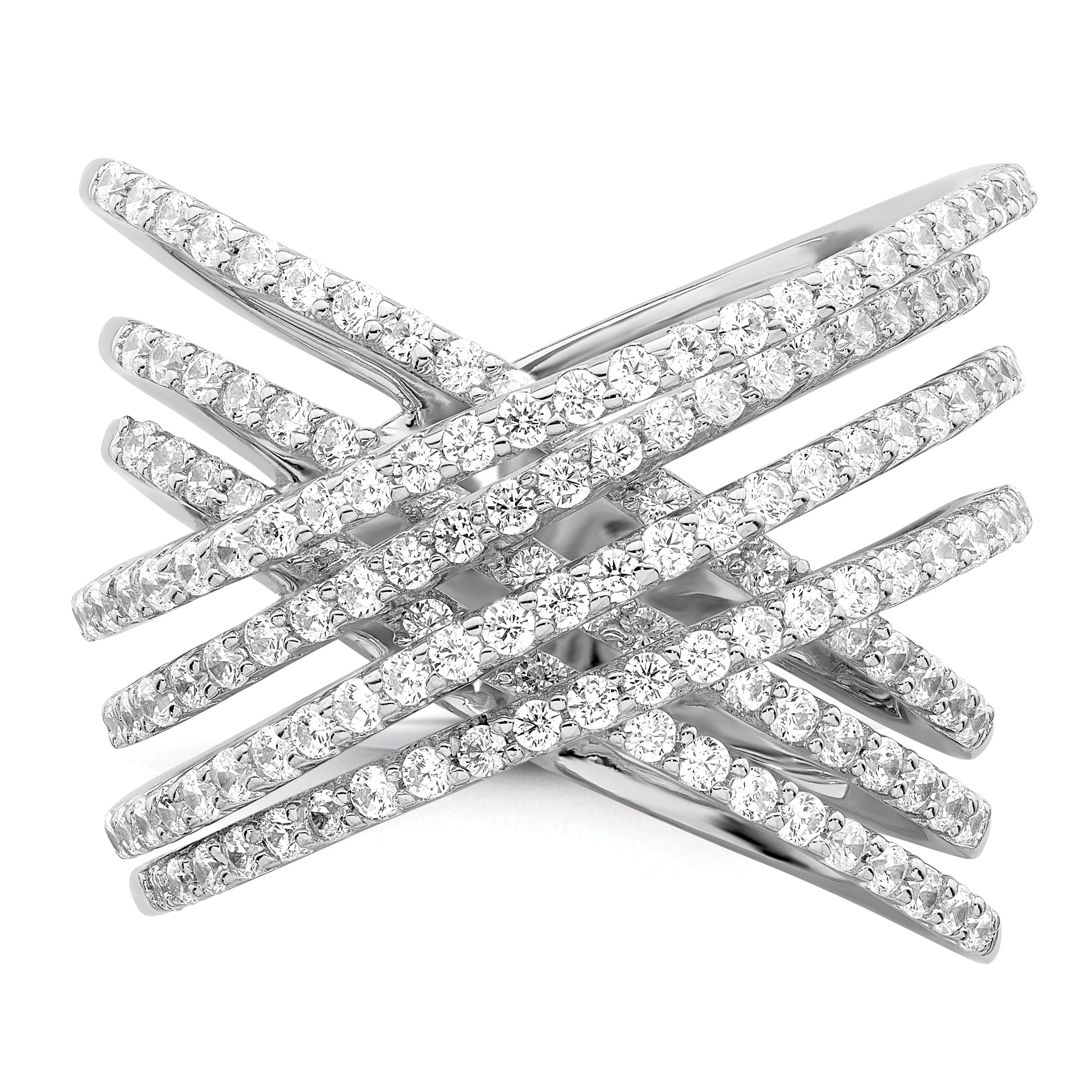 Sterlingsilber Brillant Glut Rhodiniert 159 Stein Mikro Pavé Zirkonia Ring