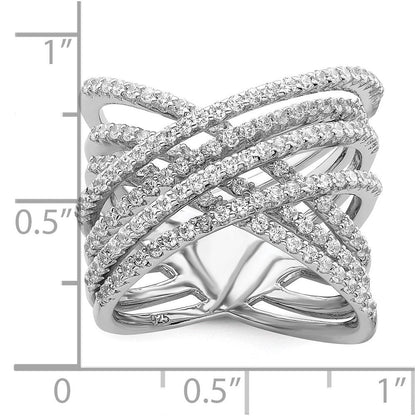 Sterlingsilber Brillant Glut Rhodiniert 159 Stein Mikro Pavé Zirkonia Ring