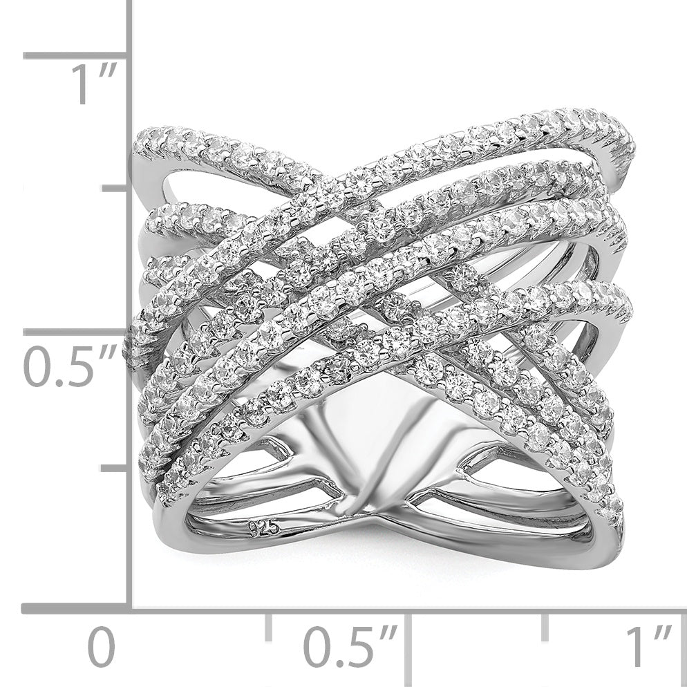 Sterlingsilber Brillant Glut Rhodiniert 159 Stein Mikro Pavé Zirkonia Ring