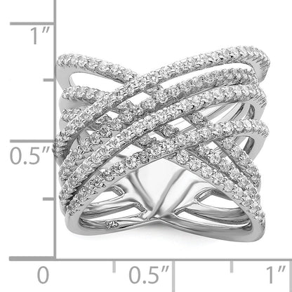 Sterlingsilber Brillant Glut Rhodiniert 159 Stein Mikro Pavé Zirkonia Ring