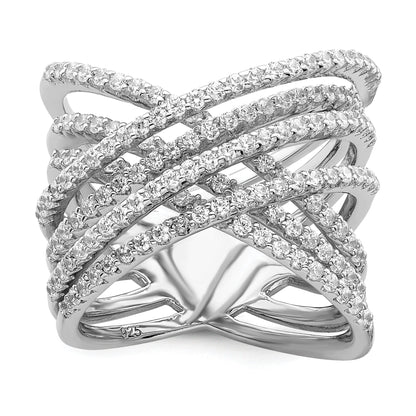 Sterlingsilber Brillant Glut Rhodiniert 159 Stein Mikro Pavé Zirkonia Ring