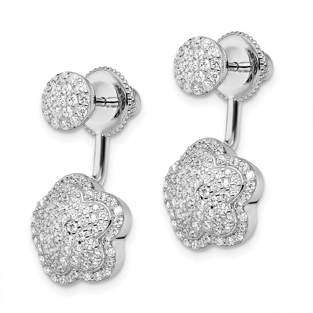Sterlingsilber Rhodiniert Zirkonia Convertible Rückseite Ohrringe