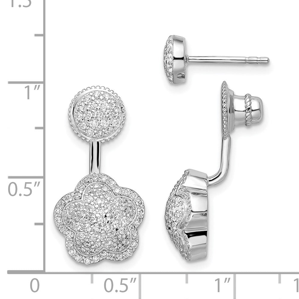 Sterlingsilber Rhodiniert Zirkonia Convertible Rückseite Ohrringe