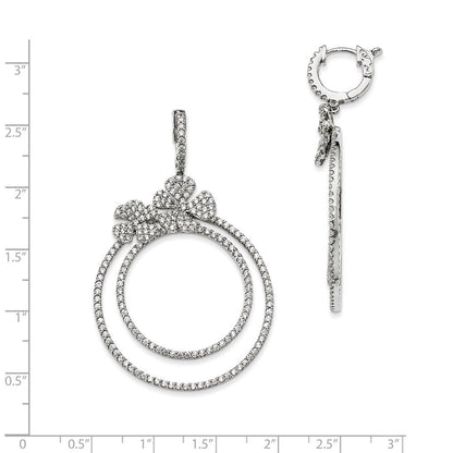 Sterlingsilber Rhodiniert Zirkonia Klappbar Creole Ohrhänger