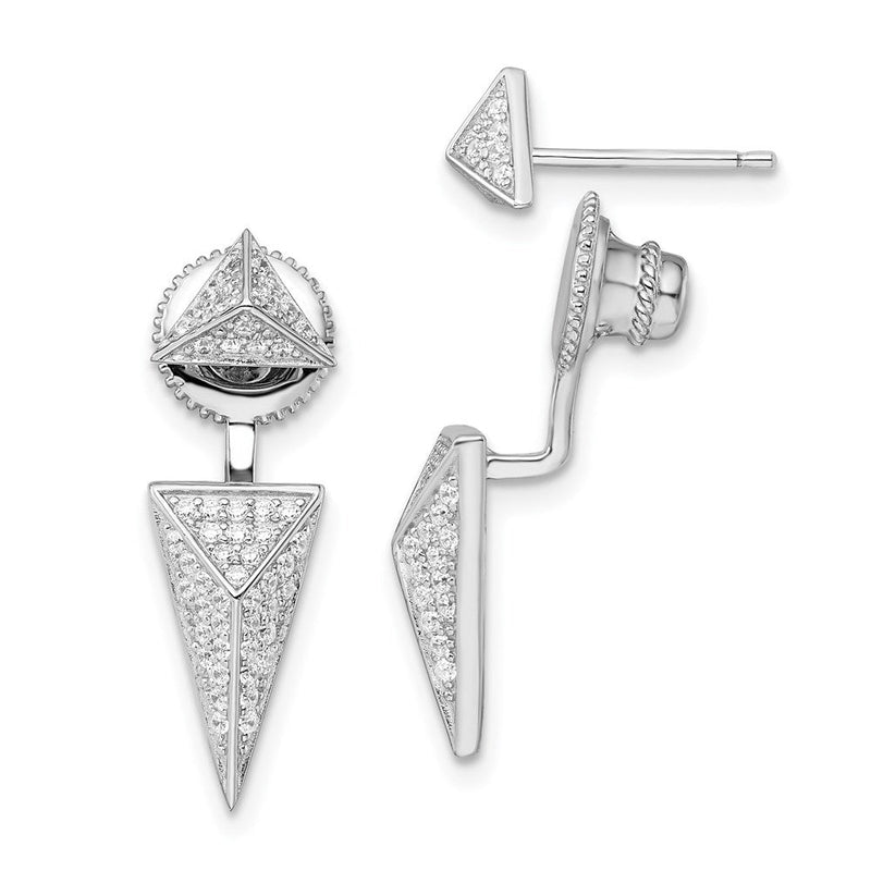 Sterlingsilber Brillant Glut Rhodiniert 104 Stein Mikro Pavé Zirkonia Convertible Rückseite Ohrringe