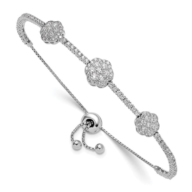 Sterlingsilber Schimmernd Rhodiniert 133 Stein Zirkonia Verstellbar 5 Zoll Up To 9 Armband