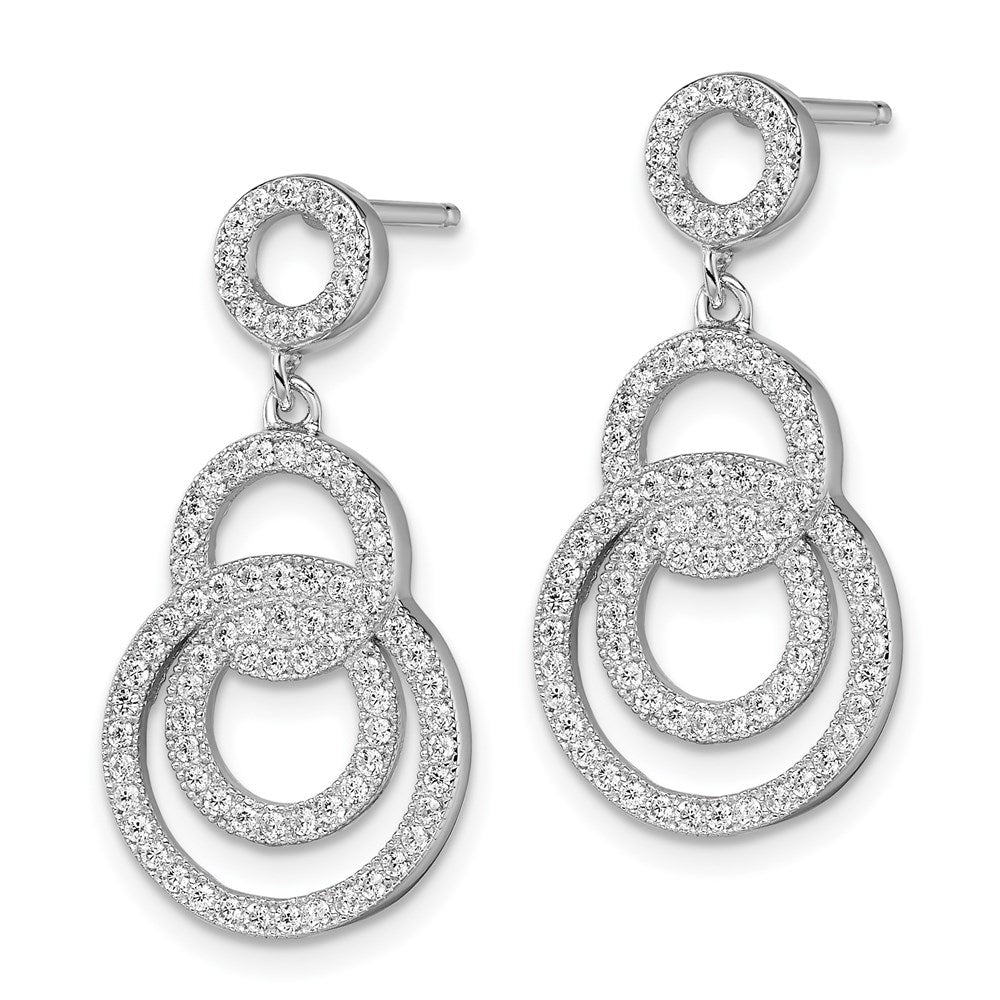 Sterlingsilber Brillant Glut Rhodiniert 164 Stein Mikro Pavé Zirkonia Kreis Hängend Ohrstecker