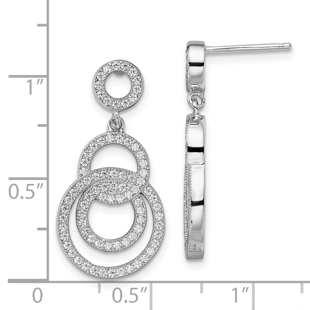 Sterlingsilber Brillant Glut Rhodiniert 164 Stein Mikro Pavé Zirkonia Kreis Hängend Ohrstecker