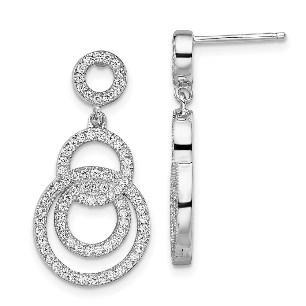 Sterlingsilber Brillant Glut Rhodiniert 164 Stein Mikro Pavé Zirkonia Kreis Hängend Ohrstecker