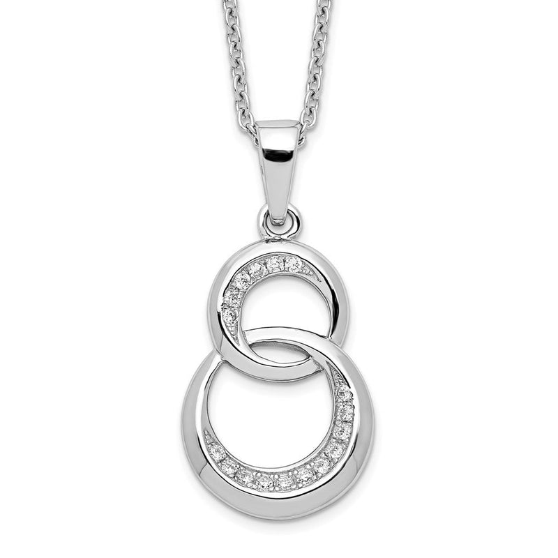 Sterlingsilber Brillant Glut Rhodiniert 26 Stein 18 Zoll Mikro Pavé Zirkonia Poliert Kreis Halskette mit 2 Verlängerung
