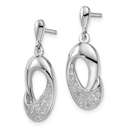 Sterlingsilber Brillant Glut Rhodiniert 42 Stein Mikro Pavé Zirkonia Hängend Ohrstecker