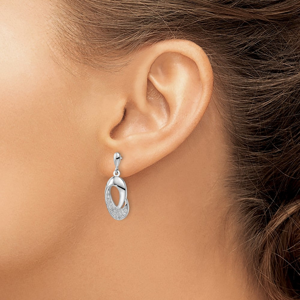 Sterlingsilber Brillant Glut Rhodiniert 42 Stein Mikro Pavé Zirkonia Hängend Ohrstecker