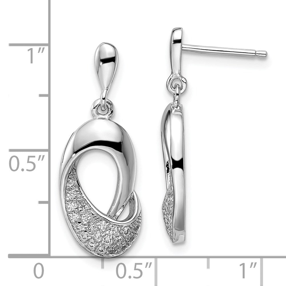 Sterlingsilber Brillant Glut Rhodiniert 42 Stein Mikro Pavé Zirkonia Hängend Ohrstecker