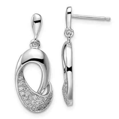 Sterlingsilber Brillant Glut Rhodiniert 42 Stein Mikro Pavé Zirkonia Hängend Ohrstecker