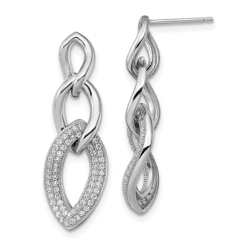 Sterlingsilber Brillant Glut Rhodiniert 132 Stein Mikro Pavé Zirkonia Hängend Ohrstecker