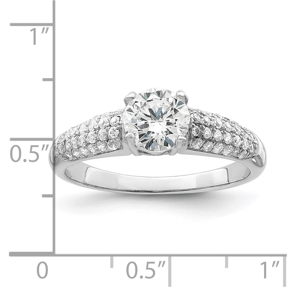Sterlingsilber Brillant Glut Rhodiniert 53 Stein Mikro Pavé Zirkonia Ring