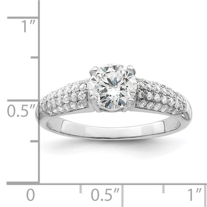 Sterlingsilber Brillant Glut Rhodiniert 53 Stein Mikro Pavé Zirkonia Ring