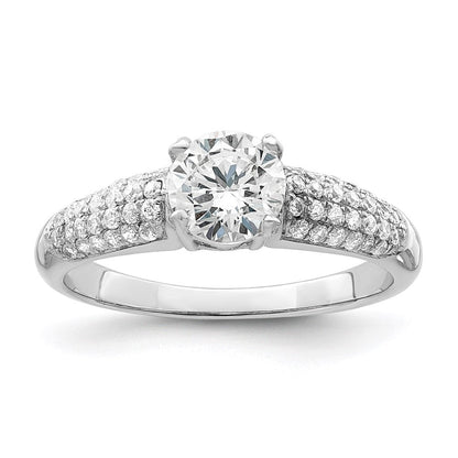 Sterlingsilber Brillant Glut Rhodiniert 53 Stein Mikro Pavé Zirkonia Ring