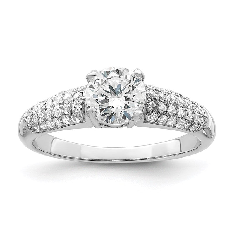 Sterlingsilber Brillant Glut Rhodiniert 53 Stein Mikro Pavé Zirkonia Ring