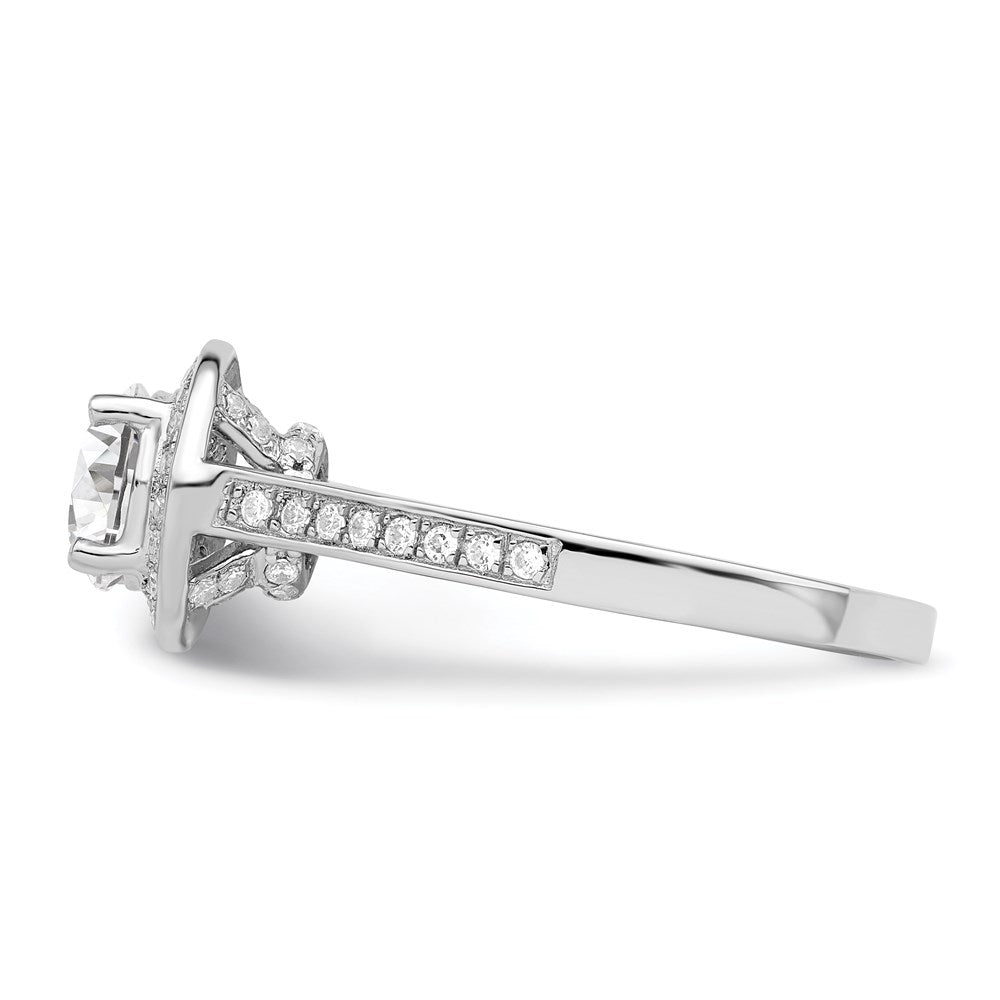 Sterlingsilber Brillant Glut Rhodiniert 59 Stein Heiligenschein Mikro Pavé Zirkonia Ring