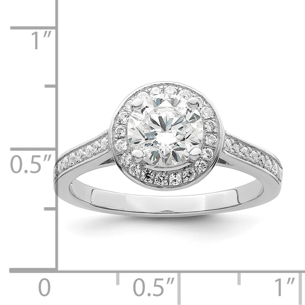 Sterlingsilber Brillant Glut Rhodiniert 59 Stein Heiligenschein Mikro Pavé Zirkonia Ring