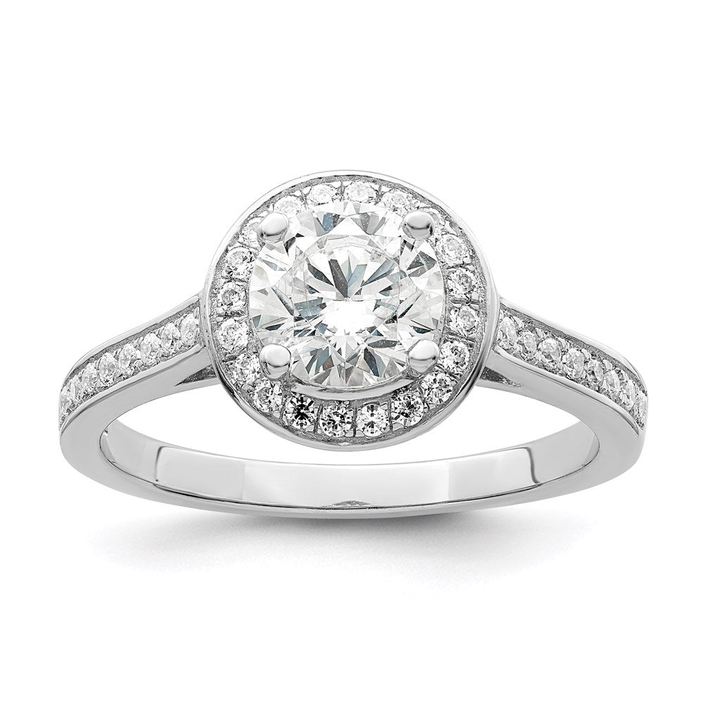 Sterlingsilber Brillant Glut Rhodiniert 59 Stein Heiligenschein Mikro Pavé Zirkonia Ring