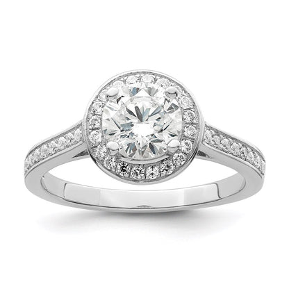 Sterlingsilber Brillant Glut Rhodiniert 59 Stein Heiligenschein Mikro Pavé Zirkonia Ring