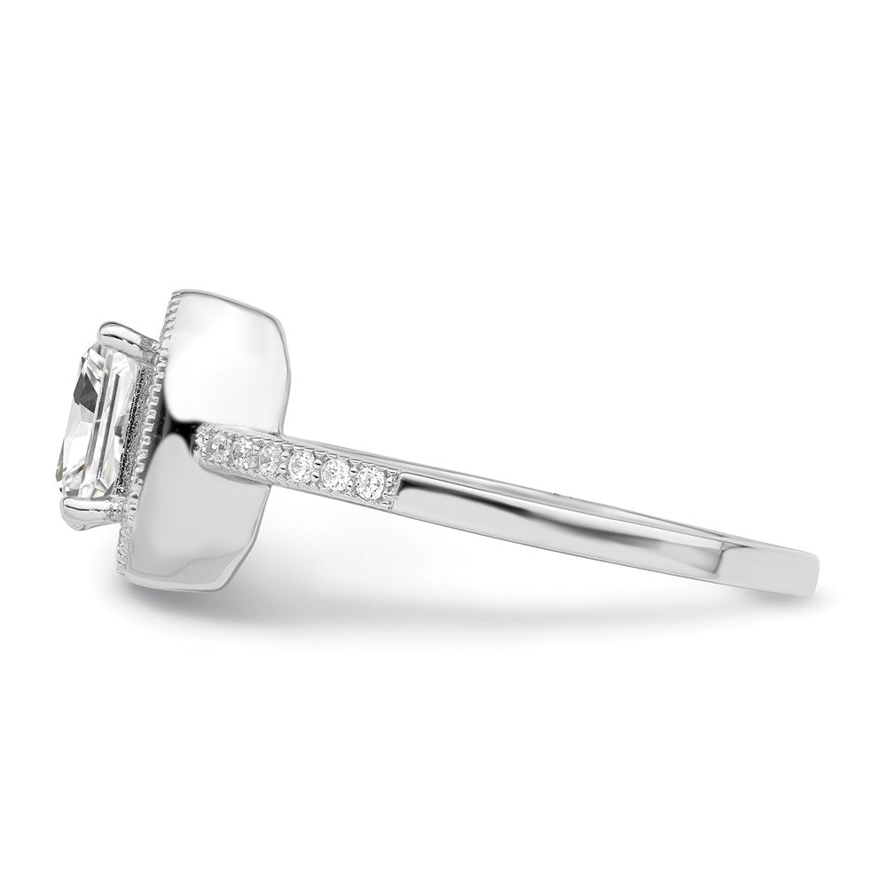 Sterlingsilber Brillant Glut Rhodiniert 37 Stein Heiligenschein Mikro Pavé Zirkonia Ring